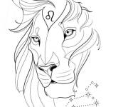 Coloriage Illustration de la silhouette de signe astrologique L&eacute;o