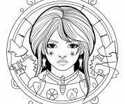 Coloriage Jeune fille mystique du signe zodiaque Verseau
