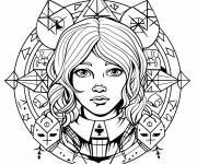 Coloriage Jeune fille mystique signe  Verseau