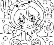 Coloriage Jolie fille en pyjama signe astrologique Lion