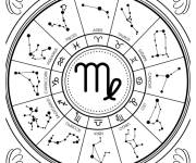 Coloriage La roue des constellations de la Vierge en carte