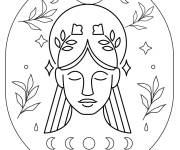 Coloriage Le visage paisible et &eacute;clair&eacute; de la Vierge
