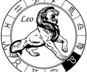 Coloriage Leo signe astrologique en cercle