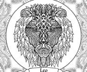 Coloriage Leo signe dessin&eacute; &agrave; la main pour enfants