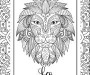 Coloriage Lion, signe du zodiaque du 23 juillet au 22 ao&ucirc;t