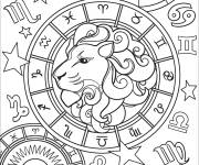 Coloriage Lion Zodiac symbole pour adulte