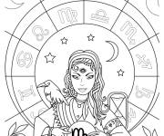 Coloriage Lire le zodiaque mystique de la Vierge