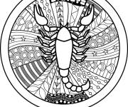 Coloriage mandala de signe astrologique Scorpion