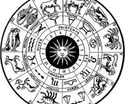 Coloriage Mandala des 12 signes astrologique en forme facile