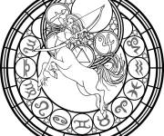 Coloriage Mandala Sagittaire signe pour adulte