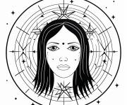 Coloriage Mandala Signe Verseau et &eacute;toiles