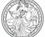 Coloriage Mandala Verseau de style Art Nouveau