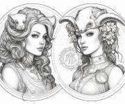 Coloriage Motifs du zodiaque cosmique pour adultes