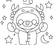 Coloriage Ours d&eacute;guis&eacute; signe du astrologique Cancer