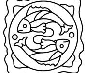Coloriage Poisson &eacute;moji zodiaque