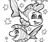 Coloriage Poisson signe zodiaque style cartoon