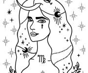 Coloriage Portrait mystique &eacute;toil&eacute; de la Vierge