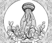 Coloriage Signe astrologique Aquarius dessin&eacute; &agrave; la main