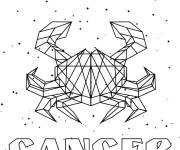Coloriage Signe astrologique Cancer en fond du ciel