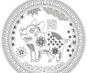 Coloriage Signe astrologique chinois Cochon