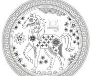 Coloriage Signe astrologique chinois de Cheval