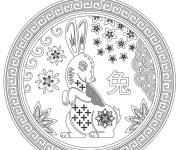 Coloriage Signe astrologique chinois Lapin