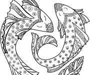 Coloriage Signe astrologique de Poissons adulte