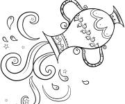 Coloriage Signe astrologique de Verseau en noir et blanc