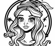 Coloriage Signe astrologique des Poissons kawaii