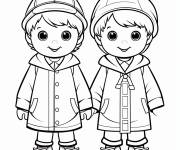 Coloriage Signe astrologique Jumeaux pour petits enfants