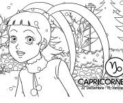 Coloriage Signe Capricorne de 22 d&eacute;cembre au 19 Janvier