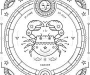 Coloriage Signe d'astrologie Cancer en carte