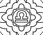 Coloriage et dessins gratuit Signe de G&eacute;meaux de Zodiaque stylis&eacute; à imprimer