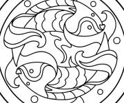 Coloriage Signe de Zodiaque de Poisson stylis&eacute;