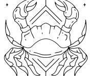 Coloriage Signe du zodiaque Cancer en motif des &eacute;toiles