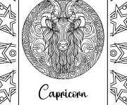 Coloriage Signe du zodiaque Capricorne qui commence le 22 d&eacute;cembre
