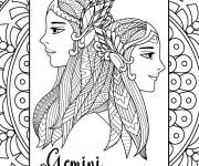 Coloriage Signe du zodiaque G&eacute;meaux du 21 mai au 20 juin