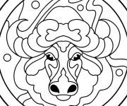Coloriage Signe du zodiaque Taureau art lin&eacute;aire