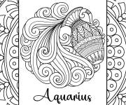 Coloriage Signe du zodiaque Verseau qui commence le 20 janvier