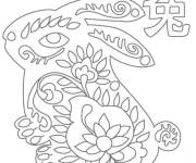 Coloriage Signe lapin astrologique chinois