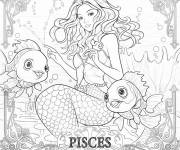 Coloriage Signe poisson d'horoscope avec une fille