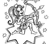 Coloriage Signe Sagittaire avec des &eacute;toiles