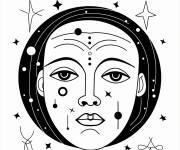 Coloriage Signe Verseau d&eacute;cor&eacute; avec des &eacute;toiles