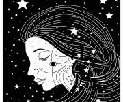 Coloriage Signe Verseau et &eacute;toiles
