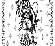 Coloriage Signe Vierge ang&eacute;lique avec couronne de fleurs
