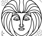Coloriage Signe Vierge en aura cosmique