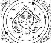 Coloriage Signe Vierge en harmonie cosmique