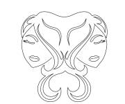 Coloriage Signe zodiaque G&eacute;meaux ou jumeaux
