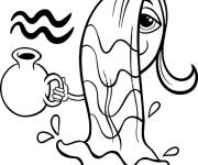 Coloriage Signe zodiaque Verseau style cartoon