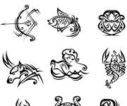 Coloriage Signes astrologique en logo